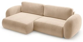 Бежов кадифен сгъваем/с място за съхранение ъглов диван Tonale – Cosmopolitan Design
