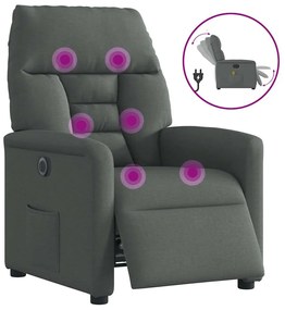 3303023 vidaXL Електрически масажен реклайнер стол, тъмносив, текстил