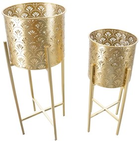 Комплект от 2 стойки за саксии в златисто, височина 52 cm Golvy - Mauro Ferretti