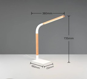 LED настолна лампа с възможност за димиране в бял и естествен цвят с дървен абажур (височина 73,5 см) Norris - Trio
