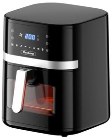 Разопакован: Фритюрник с горещ въздух AirFryer Rosberg R51980CB, 1800W, 8 л, 7 програми, Таймер, Черен