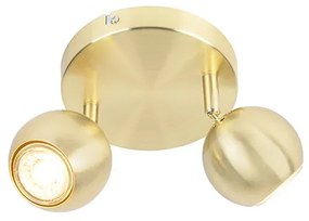 Ретро кръгъл прожектор месинг с таванна плоча 2-светлина - Gissi