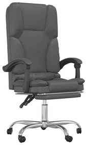 349679 vidaXL Масажен наклоняем офис стол, сив, изкуствена кожа