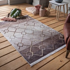 Кафяв килим с шарки в скандинавски стил Ширина: 120 см | Дължина: 180 см