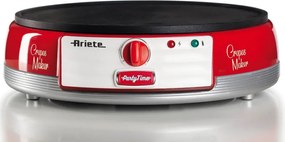 Уред за палачинки Ariete PARTY TIME 0202/00, 1000W, Незалепващо покритие, Лесно почистване, Индикатор за готовност, Червен