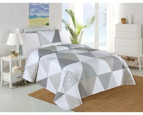 Бяло-сив капитониран комплект от шалте за легло и калъфка за възглавница 140x220 cm Terez – My House