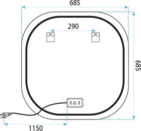 Огледало LED 70x70cm TOP