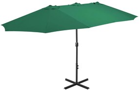 Sonata Градински чадър с алуминиев прът, 460x270 см, зелен