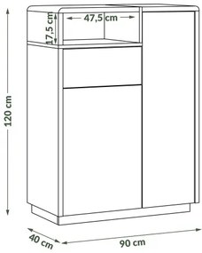 Скрин ФОЛК К-90 Бял гланц/мат + Бетон Милениум - МАДЕРЕН ЗА ДНЕВНА, СТАЯ
