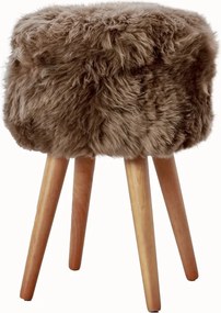 Табуретка с тъмнокафява седалка от овча кожа , ⌀ 30 cm - Native Natural