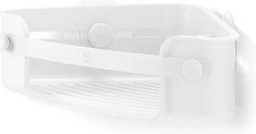 Бял ъглов рафт за баня без пробиване от рециклирана пластмаса Flex – Umbra