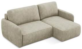 Бежов шенилов разтегателен ъглов диван с място за съхранение (десен ъгъл) Lilo – Makamii