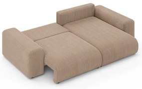 Бежов разтегателен ъглов диван с място за съхранение от рипсено кадифе (променлив) Luma – Ropez