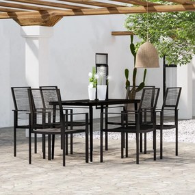 3099206 vidaXL Градински трапезен комплект, 7 части, черен