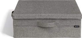 Сива текстилна кутия за съхранение с капак 46x56x16 cm Soft Storage Low – Bigso