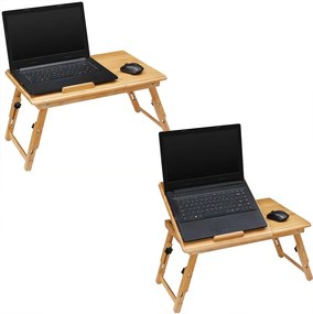 Бамбукова масичка за лаптоп с вентилационни отвори и чекмедже 55 x 28 x 35 cm