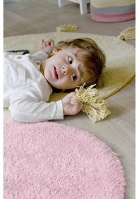 Жълт ръчно изработен памучен детски килим подходящ за пране ø100 cm You're My Sunshine – Lorena Canals