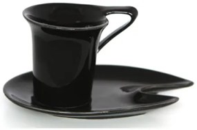 Порцеланова чаша с чинийка черна DY1074/1 120ml.