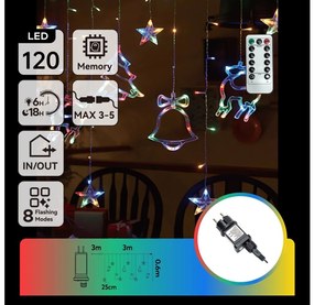 Aigostar - LED RGBY външна коледна гирлянда 120xLED/6W/230V/8 функции 3x0,6m IP44 + дистанционно управление