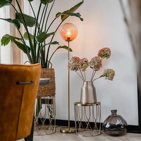 Подова лампа в стил Арт Деко месинг с розово стъкло - Pallon