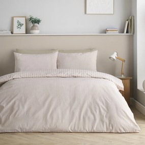 Бежово единично спално бельо 135x200 cm Epping Textured Stripe – Catherine Lansfield