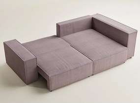 Лилав сгъваем/с място за съхранение ъглов диван от рипсено кадифе (десен ъгъл/L форма) Tonga – Maison de Rêve