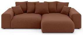 Разтегателен ъглов диван с място за съхранение в тухлен цвят (променлив) Luma – Ropez