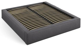 Тъмносиво двойно тапицирано легло с място за съхранение с включена подматрачна рамка 180x200 cm Simon – Micadoni