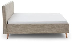 Бежово тапицирано двойно легло с място за съхранение с включена подматрачна рамка 160x200 cm Riva – Meise Möbel