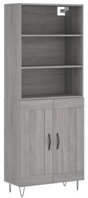 3189955 vidaXL Висок шкаф, сив сонома, 69,5x34x180 см, инженерно дърво