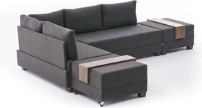 Антрацитен ъглов разтегателен диван (ляв ъгъл) Fly – Balcab Home