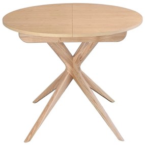 Кръгла сгъваема трапезна маса с допълнителна плоча от масивен ясен ø 90 cm Jubi – Ragaba