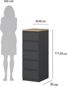 Тъмносив скрин 40x111x50 cm Naia – Tvilum