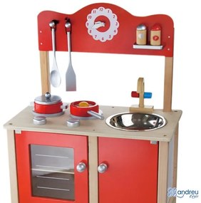 Andreu toys - Голяма червена кухня с аксесоари