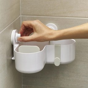 Бял пластмасов рафт за баня без пробиване/ъглов Duo – Joseph Joseph