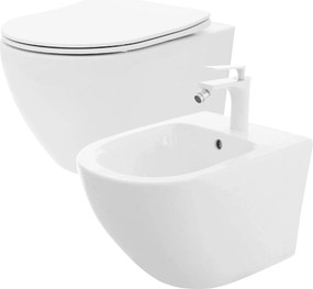 Тоалетна чиния WC Carlo Flat Mini Rimless + Биде Carlo Mini