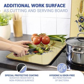 Капаци за печка в комплект от 2 броя от закалено стъкло 52x30 cm Corn-Flowers - Maximex