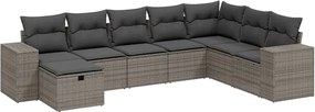 3264516 vidaXL Градински комплект диван с възглавници 8 части сив полиратан