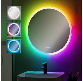 Brilagi-LED RGBW димируемо огледало с подгряване и подсветка CLARA PRO LED/18W/230V диам. 60 см IP44