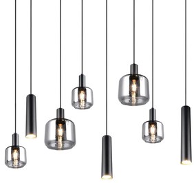 Черно висящо осветително тяло с метален абажур/със стъклен абажур Mataro – Trio