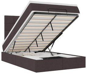 3313992 vidaXL Османска легло с матрак и LED, тъмнокафяво, 120x190 см, плат