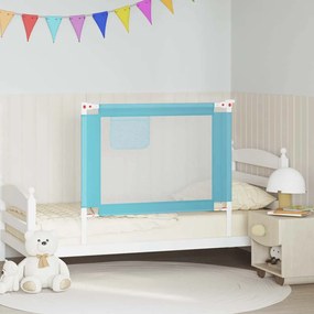 10208 vidaXL Ограничител за бебешко легло, син, 100x25 см, плат