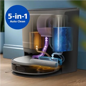 Прахосмукачка робот Philips Series 9000 XU9100/10, 6500 mAh, 8000 Pa, WiFi, LiDAR, PowerCyclone, EPA 11, Сухо/мокро почистване, Бронз/златист