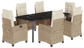 3212819 vidaXL Градински комплект с възглавници, 7 части, бежов полиратан