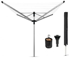 Външен простор Brabantia Lift-O-Matic Advance 90300253, 50 м, Регулируема височина, Котва за бетониране, Калъф, Торба с щипки, Резистентен на корозия, Инокс