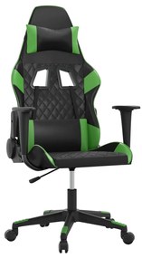 3143756 vidaXL Гейминг стол, черно и зелено, изкуствена кожа