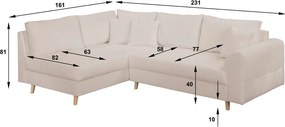Бежов ъглов диван от плат букле (ляв ъгъл) Ariella - Ropez