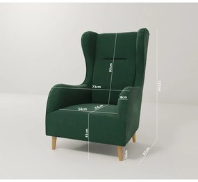 Тъмнозелено кадифено кресло Carole - Ropez