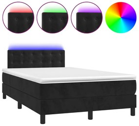 3134635 vidaXL Боксспринг легло с матрак и LED, черно, 120x200 см, кадифе