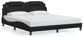 3208110 vidaXL Рамка за легло Viana без матрак, черна, 180x200 см, изкуствена кожа